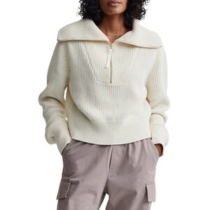 Varley Mentone Half-Zip Knit Sweater Egret White Size XS